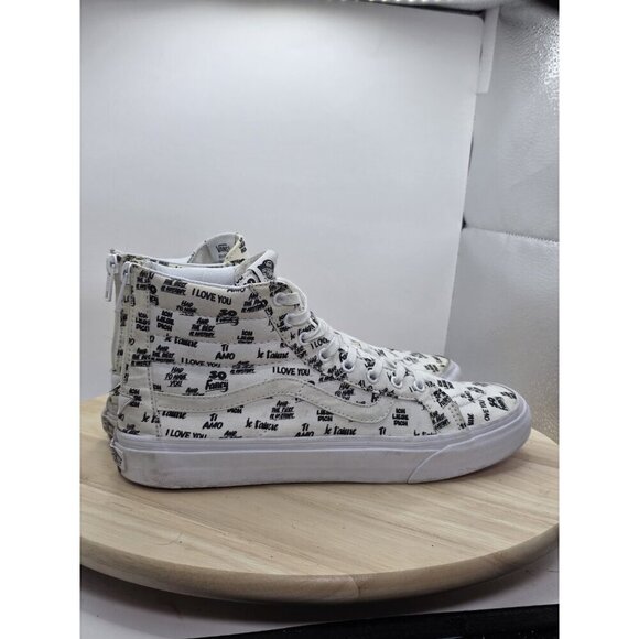 Vans SK8 Hi Top Slim Zip BARON VON FANCY Love White Black | US W 10 | M 8.5 - Picture 3 of 9